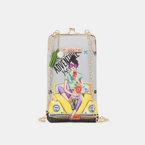Nicole Lee USA Printed Kisslock Phone and Sunglass Purse - Picture 1 of 5